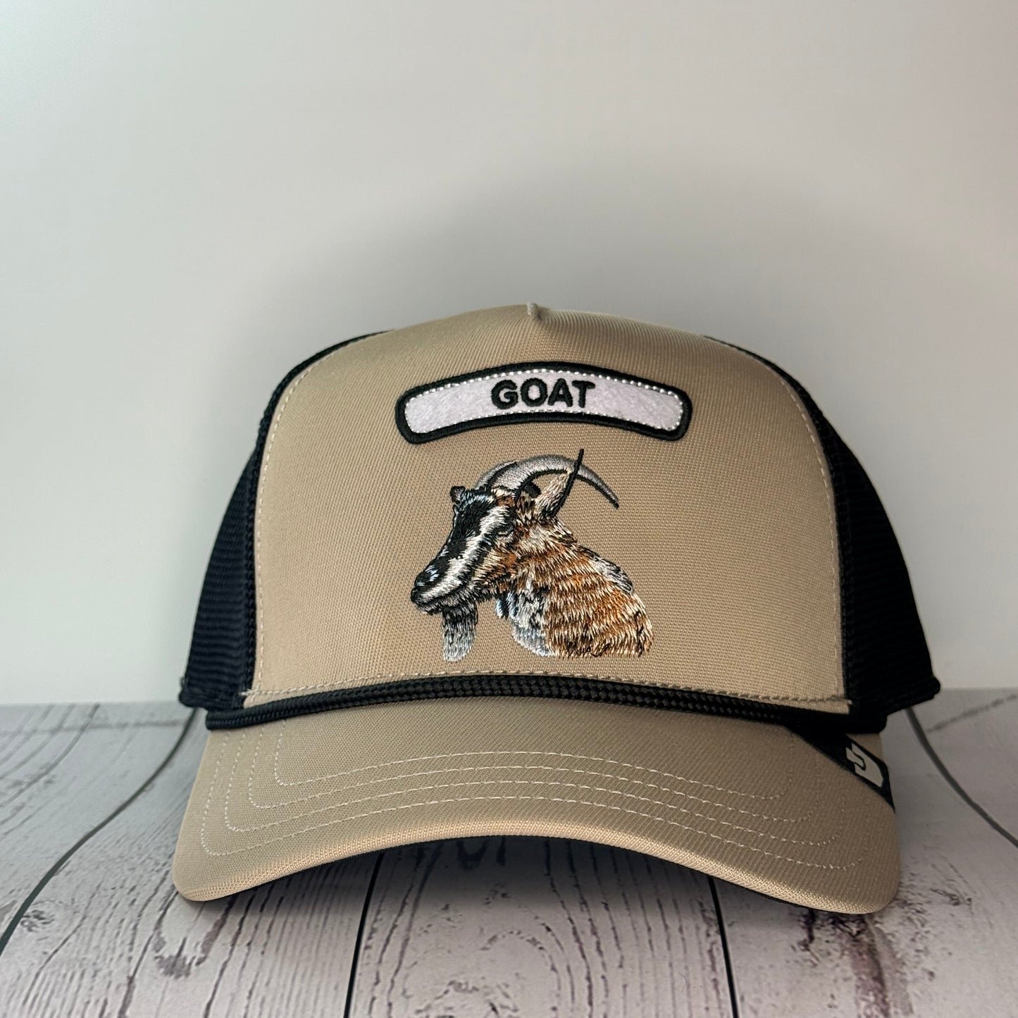 Goorin Bros “GOAT” Trucker Hat – Tan/Black – Adjustable Snapback