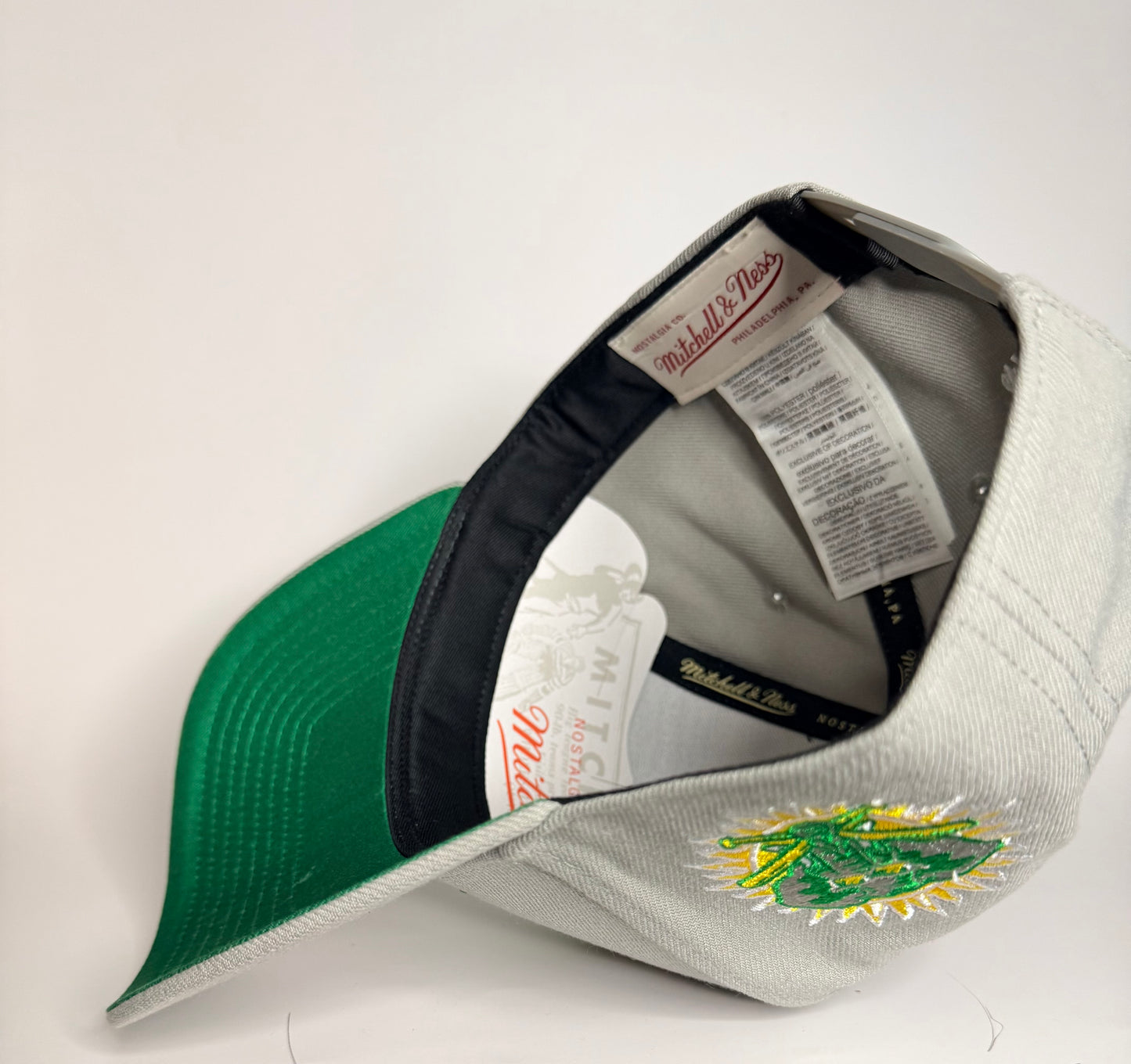 Mitchell & Ness Oakland Athletics Era Flip Heritage Series Pro Pinch Snapback Hat – Grey/Grey