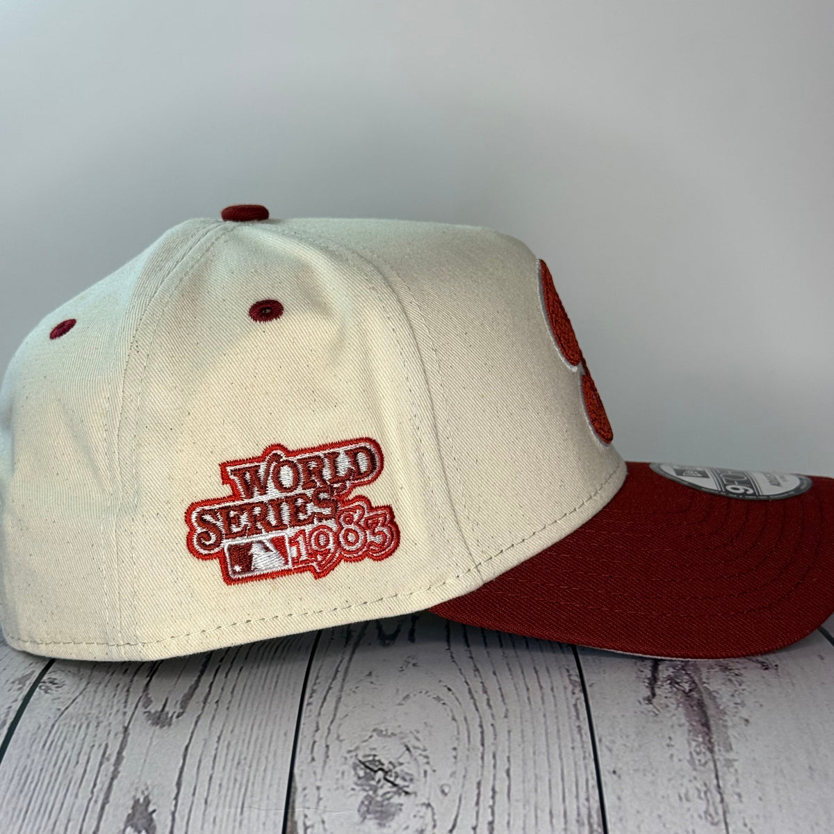 New Era 9FORTY A-Frame Sugar & Spice Philadelphia Phillies 1980 World Series Snapback Hat – Tan/Cardinal