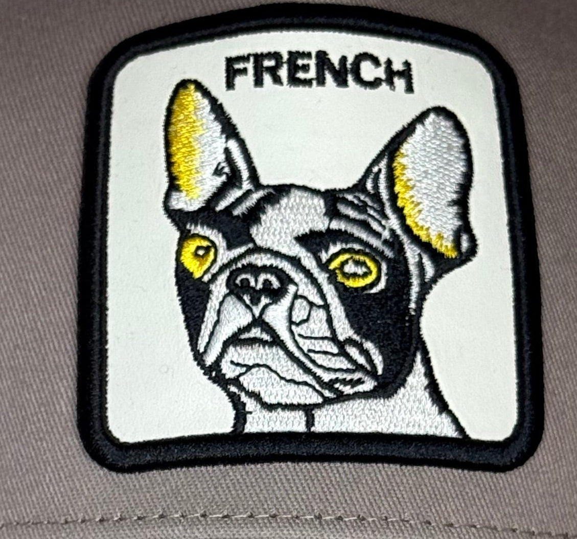 French Bulldog Trucker Hat Gray Black Mesh Adjustable Snapback Curved Cap
