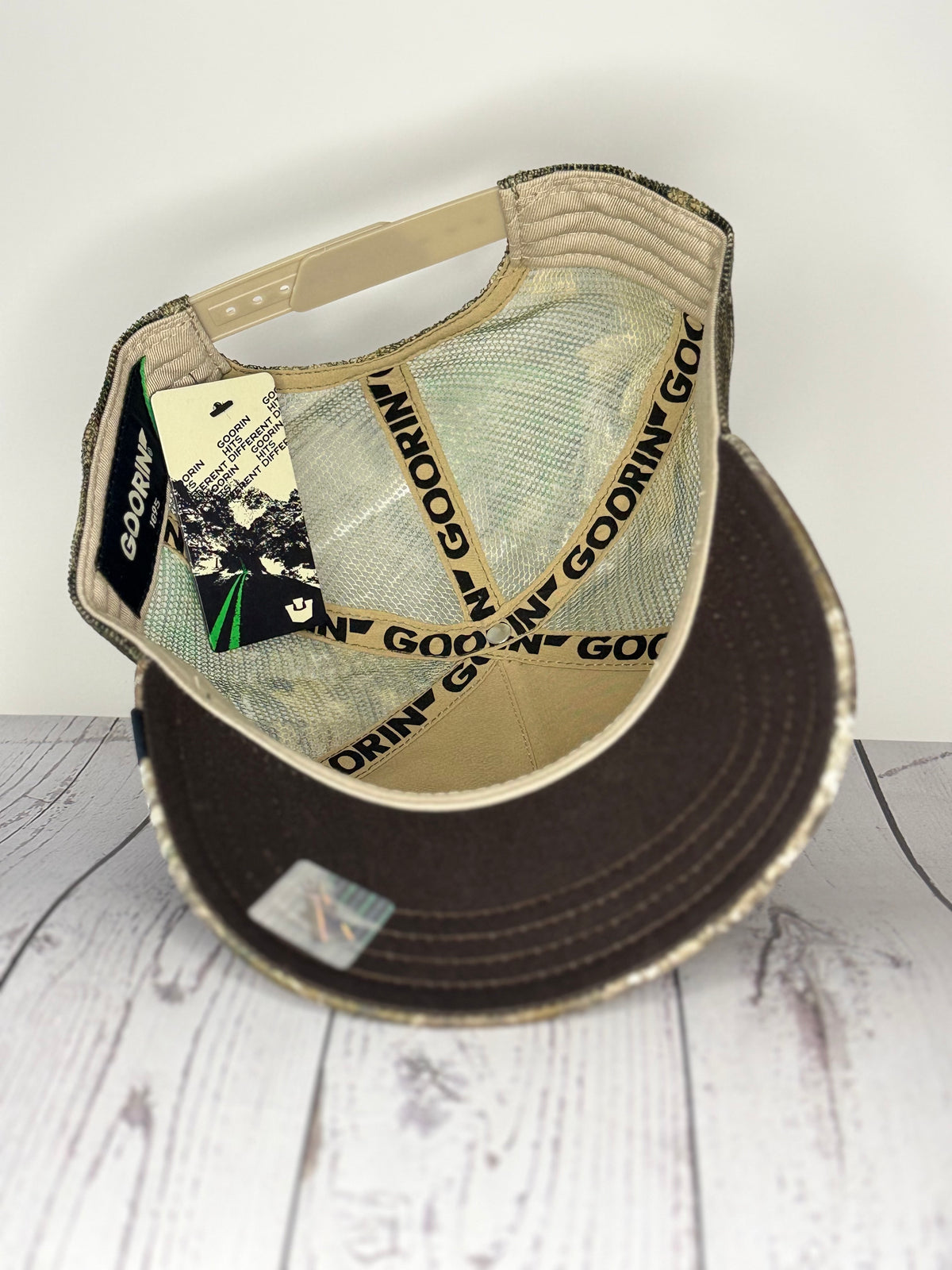 Goorin Bros Black Panther adjustable snapback trucker hat interior