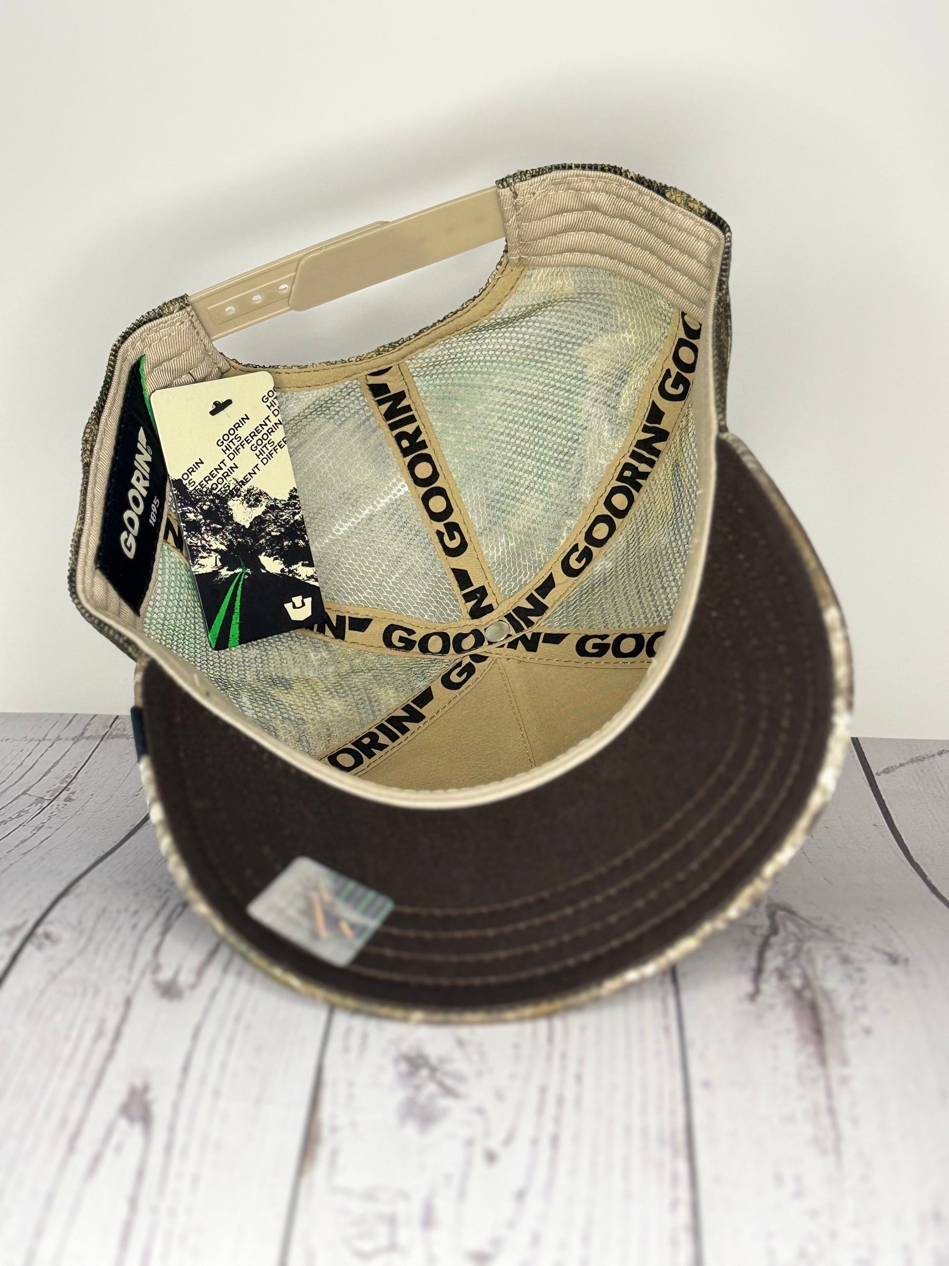 Goorin Bros Black Panther adjustable snapback trucker hat interior