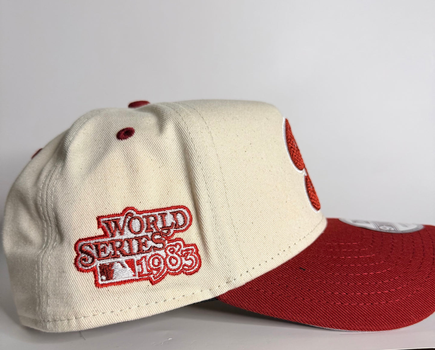 New Era 9FORTY A-Frame Sugar & Spice Philadelphia Phillies 1980 World Series Snapback Hat – Tan/Cardinal