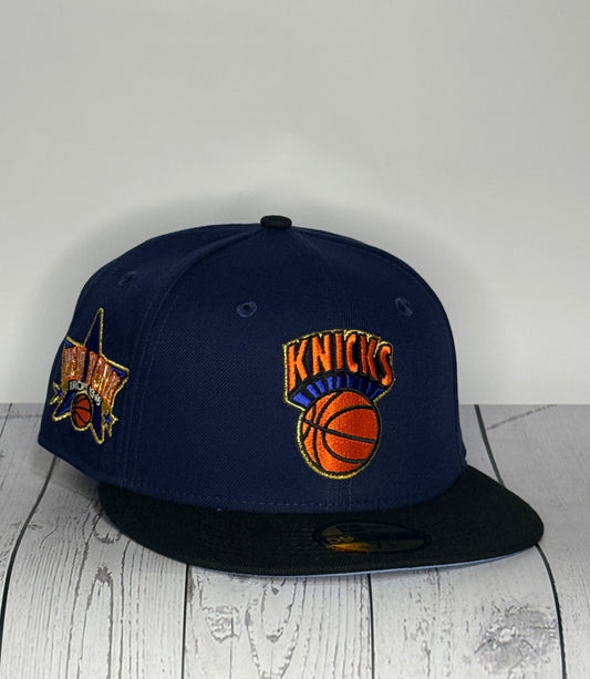 New Era 59FIFTY New York Knicks EST Hat Club Light Blue UV Fitted Hat – Navy/Black
