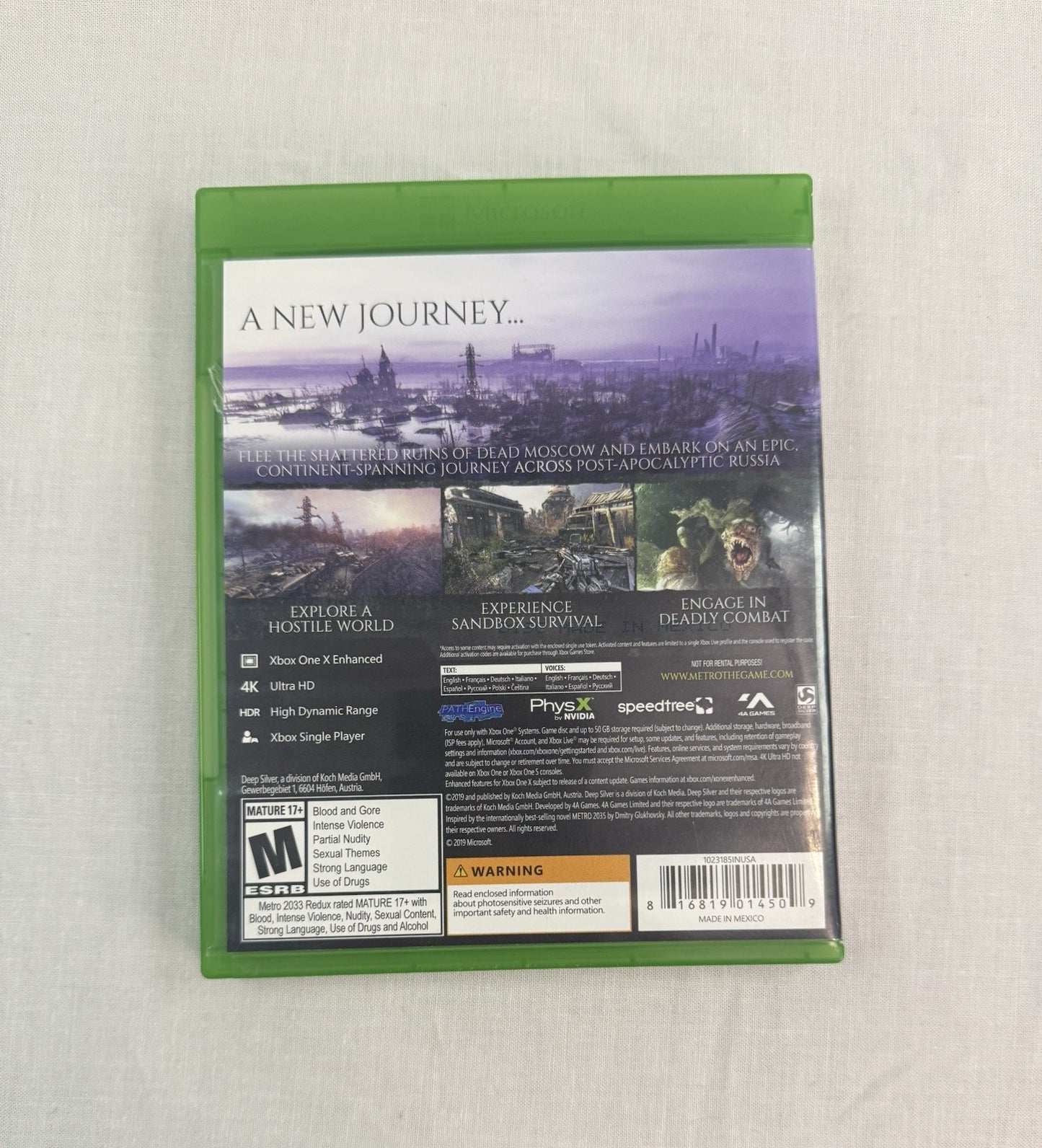 Metro Exodus Xbox One CIB Complete Tested 4K HDR NTSC