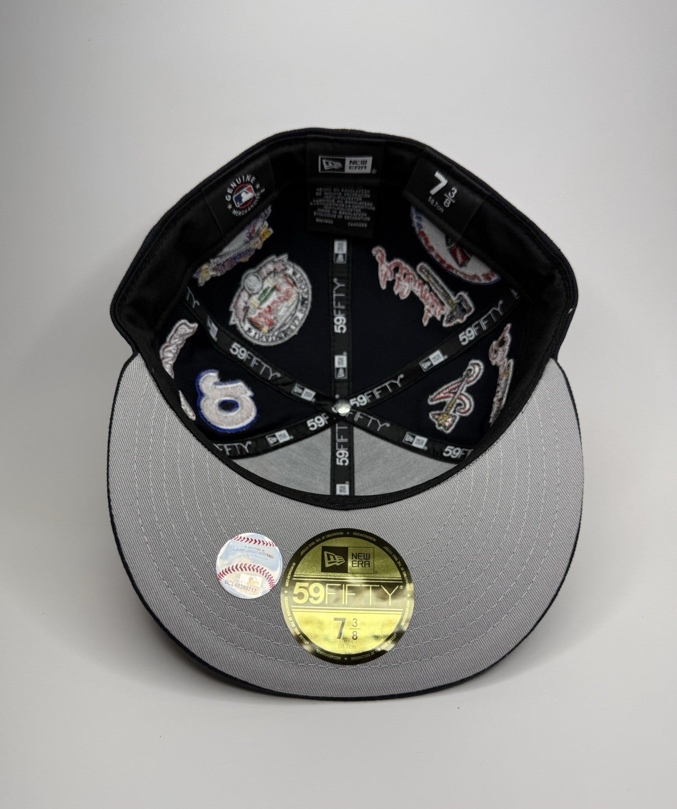 New Era 59FIFTY Atlanta Braves “All Over Patch” Fitted Hat 7 3/8-Navy / Grey UV