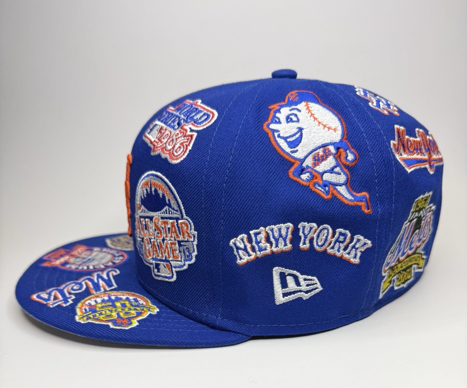 New Era 59FIFTY New York Mets “All Over Patch” Fitted Hat 7 3/8-Royal / Grey UV