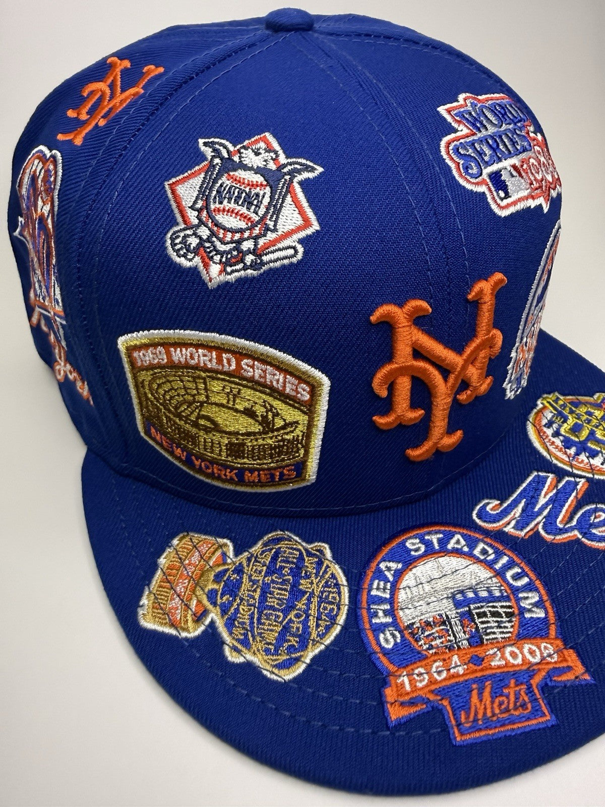 New Era 59FIFTY New York Mets “All Over Patch” Fitted Hat 7 3/8-Royal / Grey UV