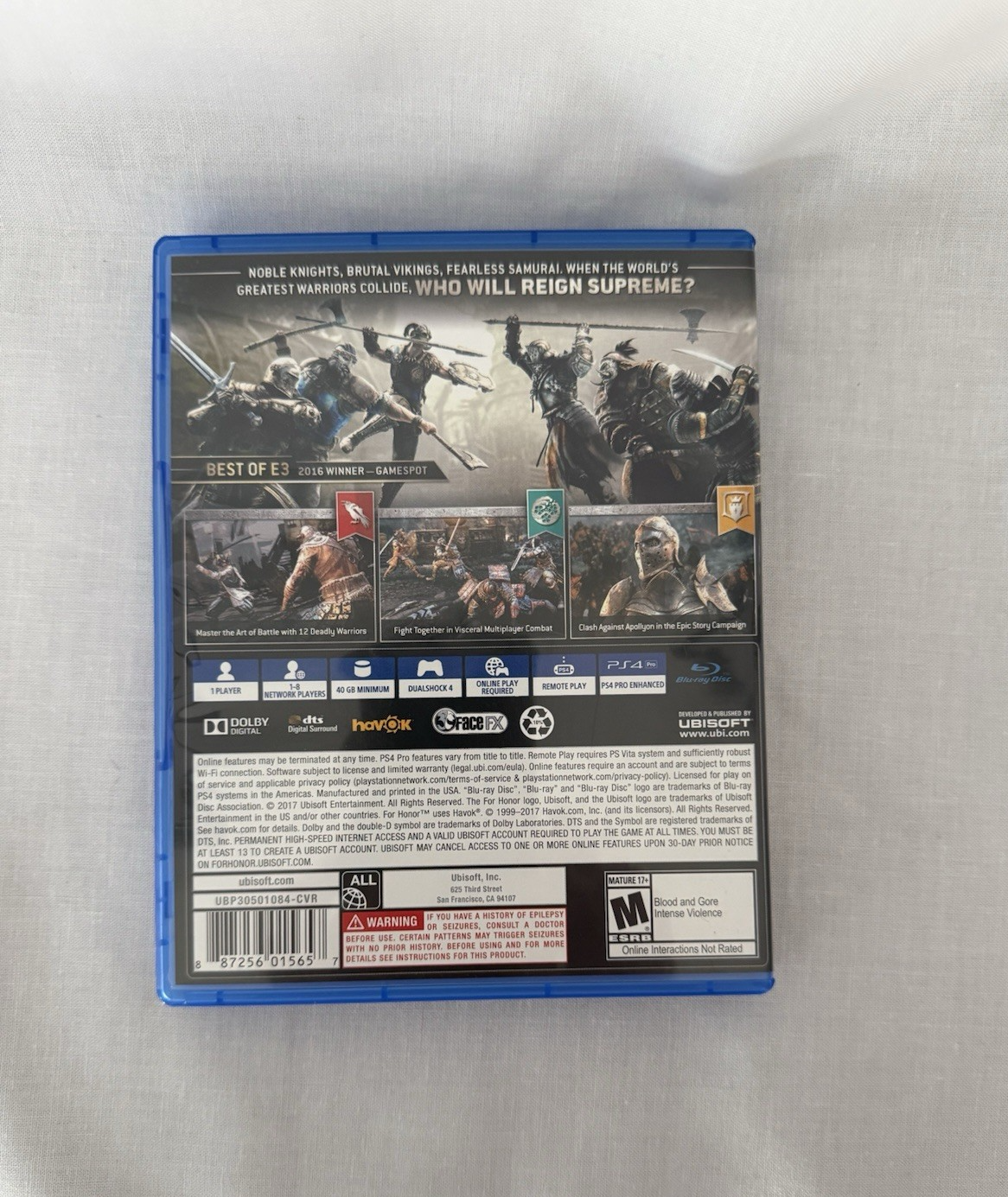 For Honor (Sony PlayStation 4, 2017)