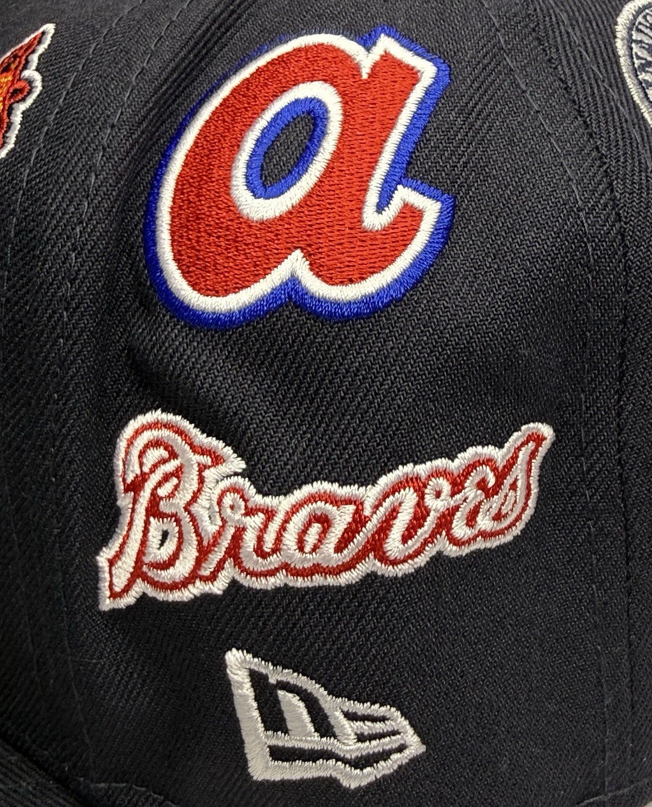 New Era 59FIFTY Atlanta Braves “All Over Patch” Fitted Hat 7 3/8-Navy / Grey UV