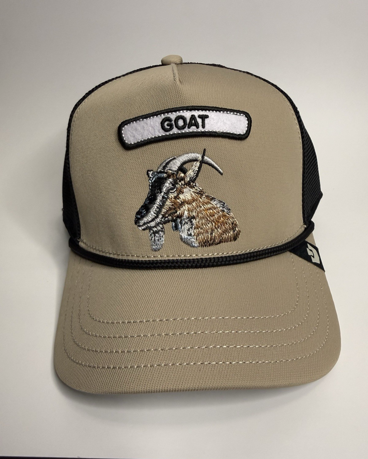 Goorin Bros “GOAT” Trucker Hat – Tan/Black – Adjustable Snapback