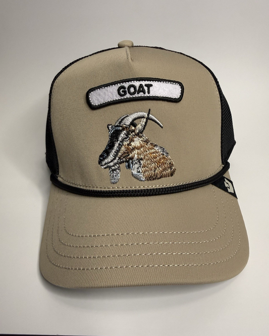 Goorin Bros “GOAT” Trucker Hat – Tan/Black – Adjustable Snapback