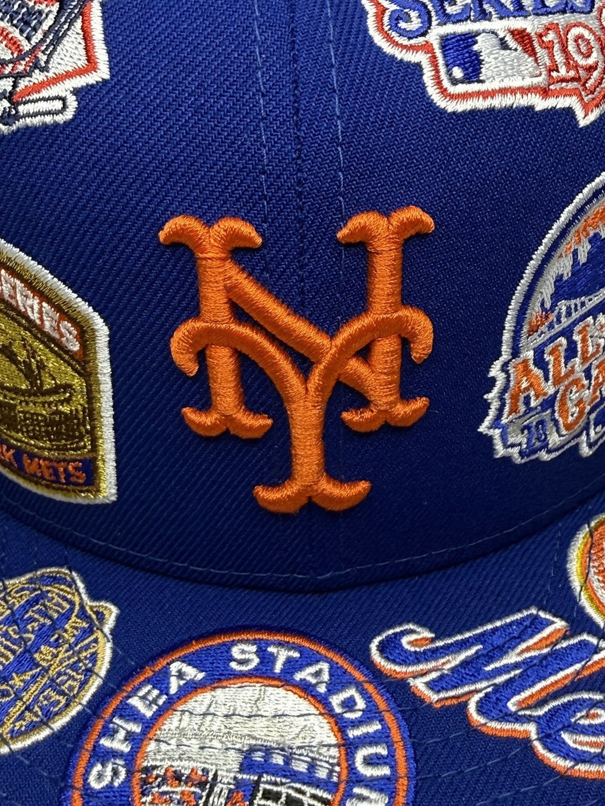 New Era 59FIFTY New York Mets “All Over Patch” Fitted Hat 7 3/8-Royal / Grey UV