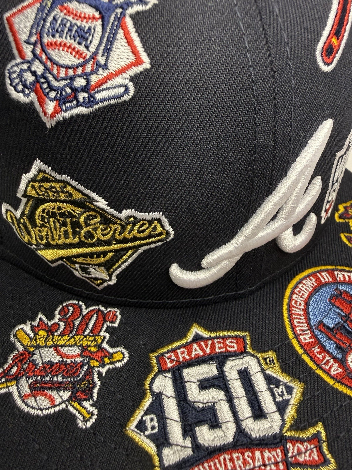 New Era 59FIFTY Atlanta Braves “All Over Patch” Fitted Hat 7 3/8-Navy / Grey UV