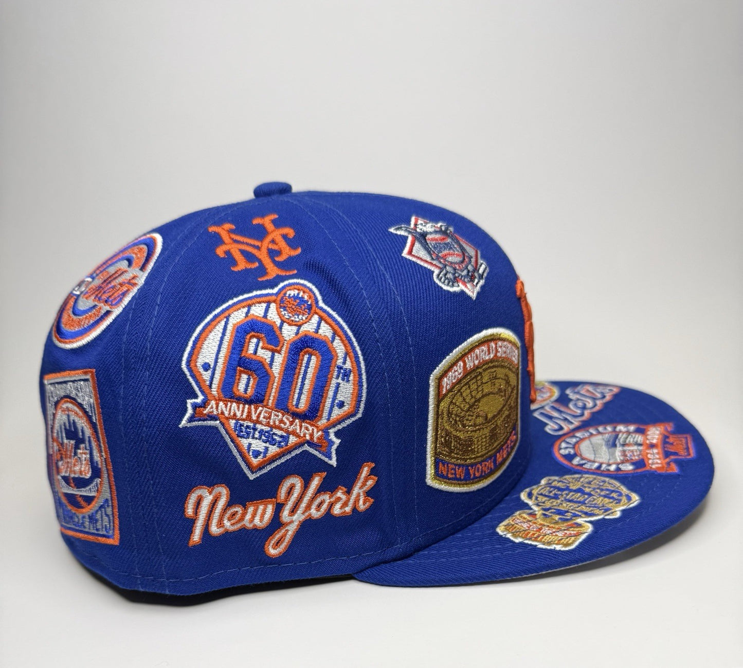 New Era 59FIFTY New York Mets “All Over Patch” Fitted Hat 7 3/8-Royal / Grey UV