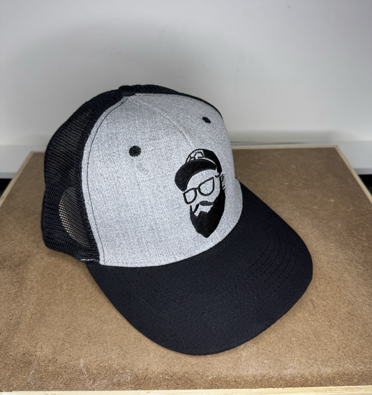 Bearded Style Trucker Hat - Gray & Black Snapback
