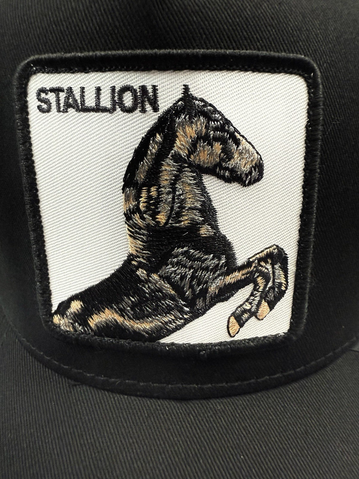Goorin Bros Stallion Patch Trucker Snapback Hat – Black Mesh Adjustable Cap
