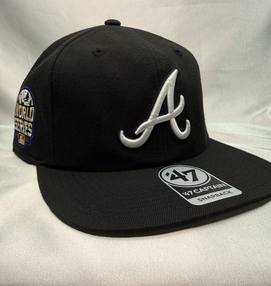 '47 Brand Black Dome Sureshot Captain Atlanta Braves Snapback Hat - Black