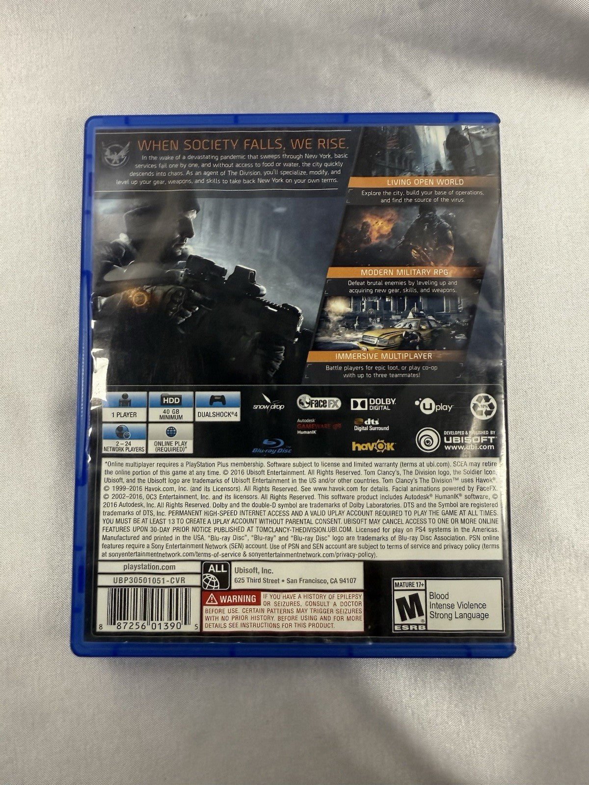 Tom Clancy's The Division PS4 PlayStation 4 - Used. Complete CIB