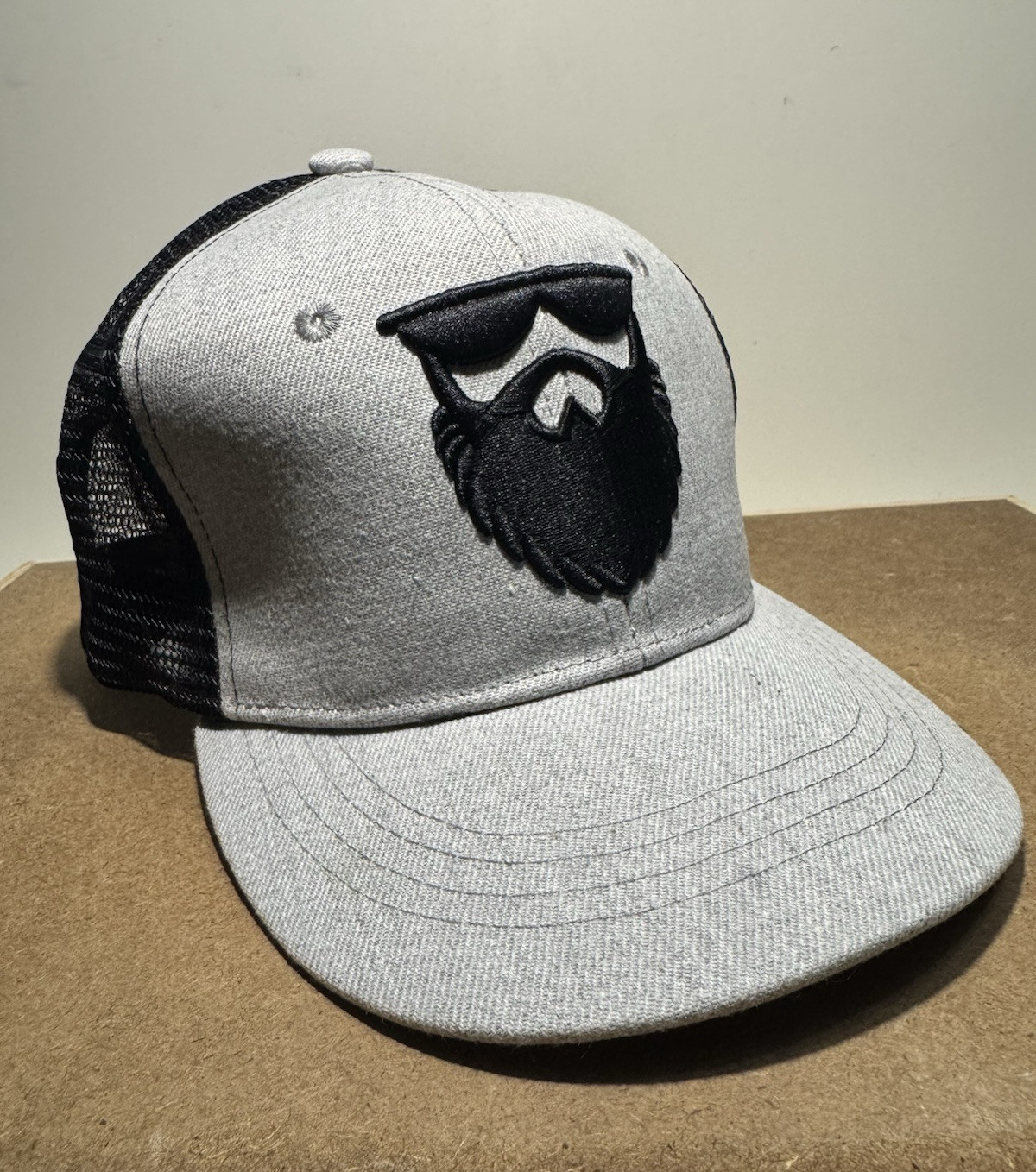 Bearded Men Design Trucker Hat - Grey & Black