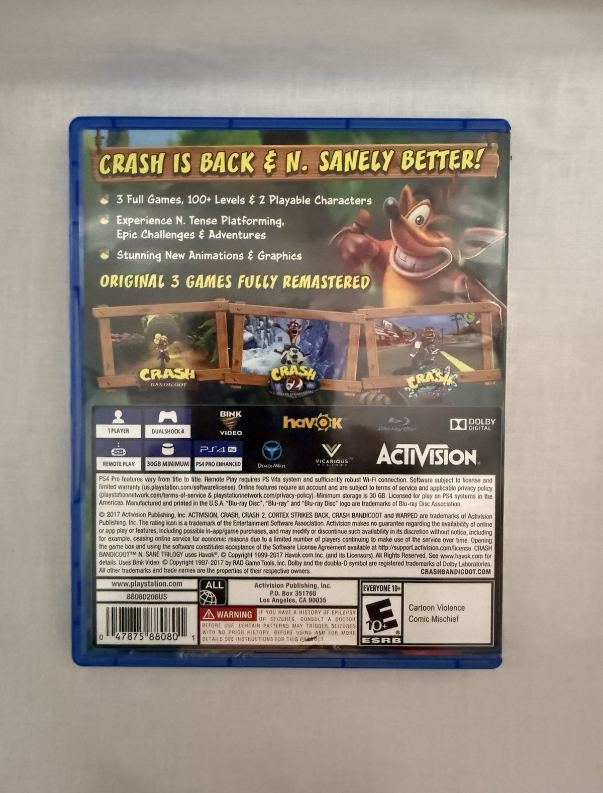 Crash Bandicoot N. Sane Trilogy | PS4  Used | Complete In Box (CIB)