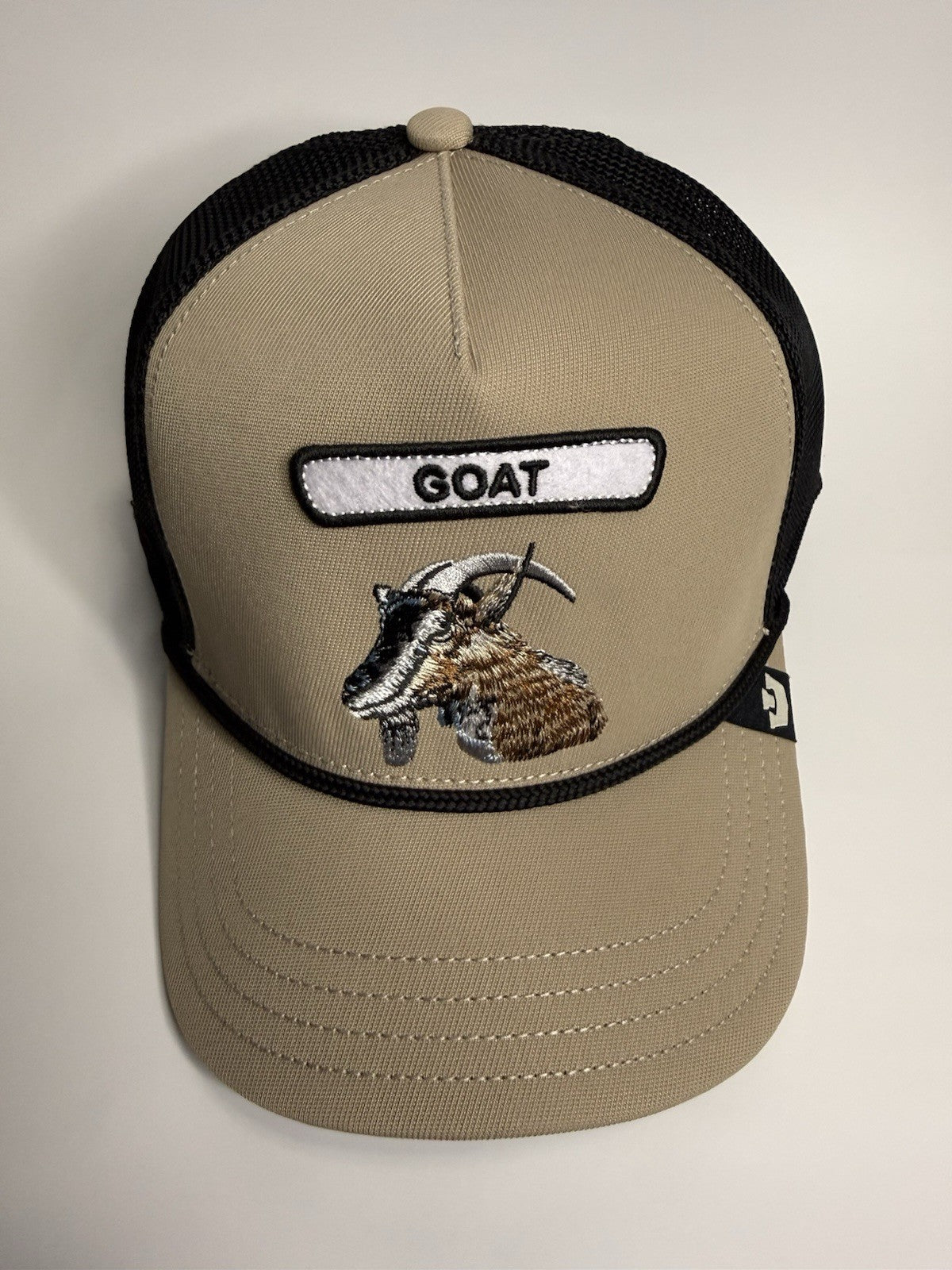 Goorin Bros “GOAT” Trucker Hat – Tan/Black – Adjustable Snapback
