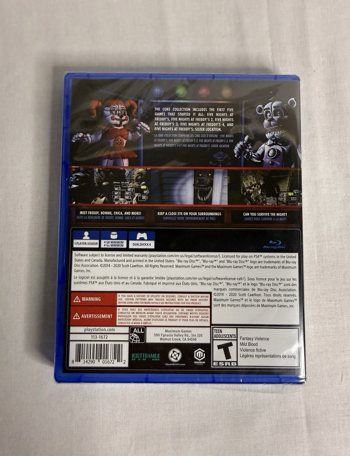 Five Nights at Freddy's Core Collection PS4 New Sealed FNAF 1-4 Sister Location