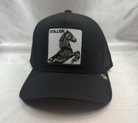 Goorin Bros Stallion Patch Trucker Snapback Hat – Black Mesh Adjustable Cap