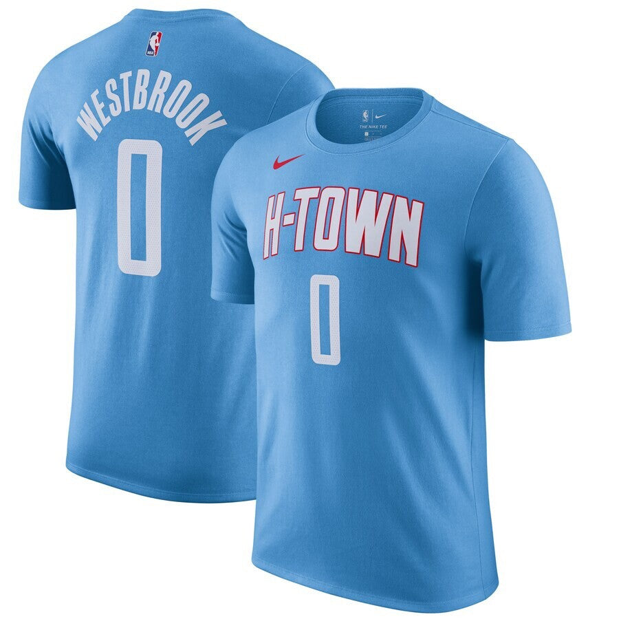 Mens Houston Rockets Russell Westbrook Nike Blue 2021 Medium Tee
