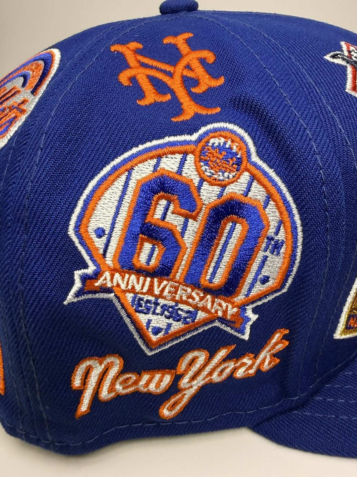 New Era 59FIFTY New York Mets “All Over Patch” Fitted Hat 7 3/8-Royal / Grey UV