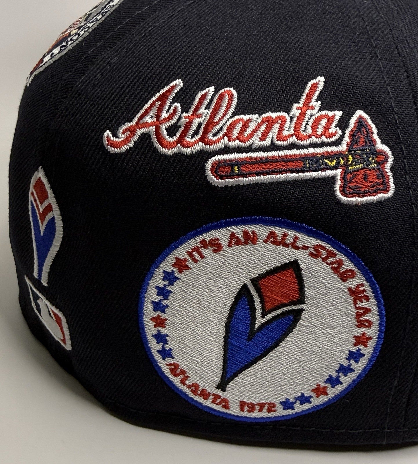 New Era 59FIFTY Atlanta Braves “All Over Patch” Fitted Hat 7 3/8-Navy / Grey UV