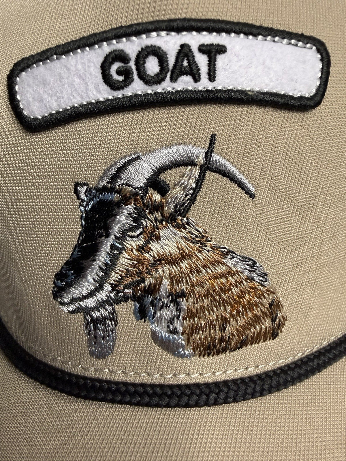 Goorin Bros “GOAT” Trucker Hat – Tan/Black – Adjustable Snapback