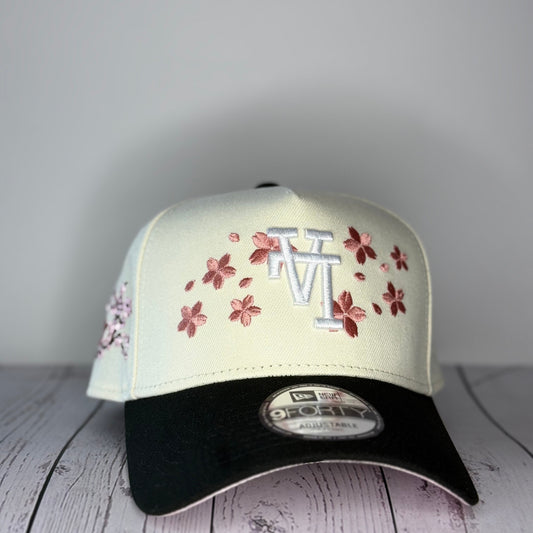 New Era 9FORTY A-Frame Los Angeles Dodgers Tree Patch Upside Down Blossom Pink UV Snapback Hat – White/Black