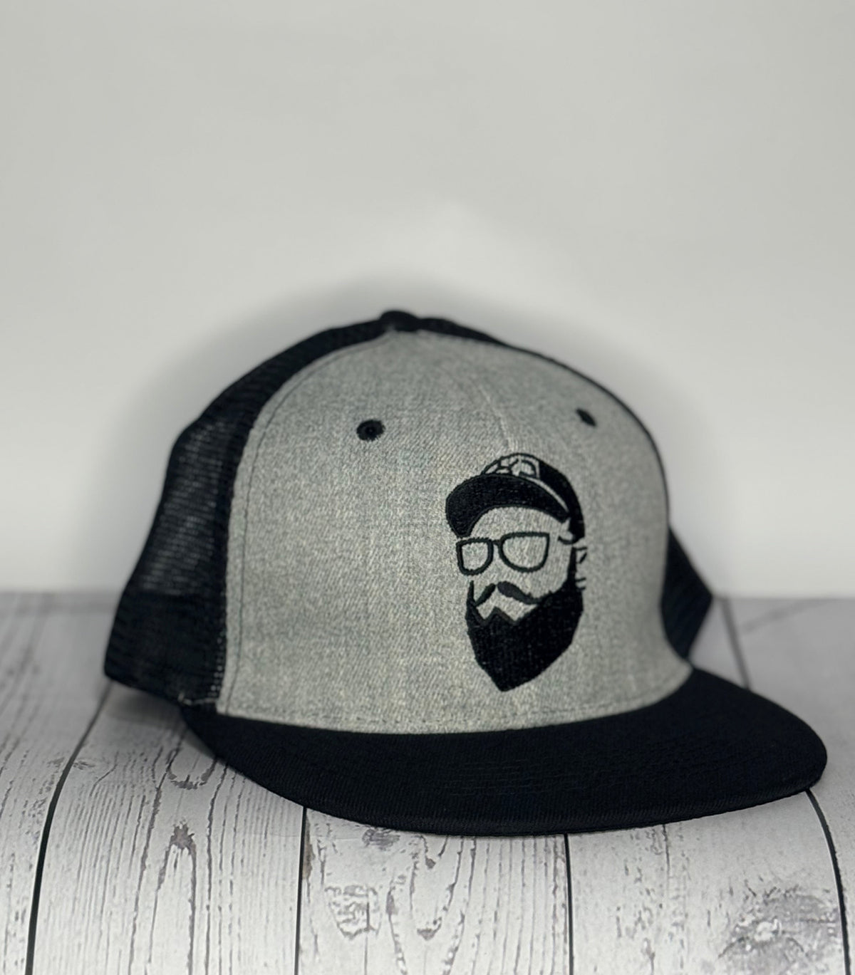 Bearded Style Trucker Hat - Gray & Black Snapback