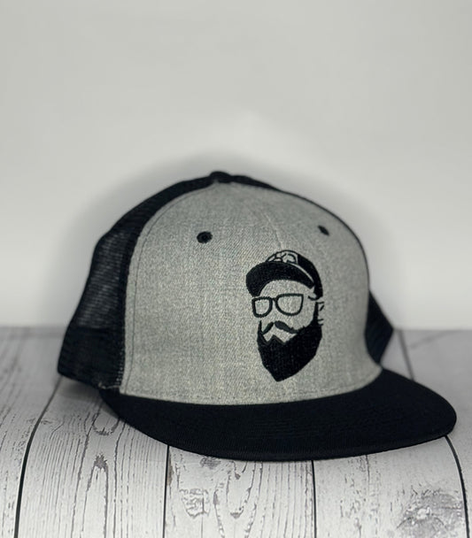 Bearded Style Trucker Hat - Gray & Black Snapback