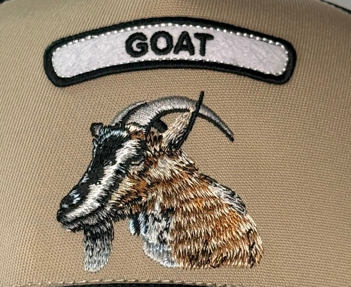Goorin Bros “GOAT” Trucker Hat – Tan/Black – Adjustable Snapback