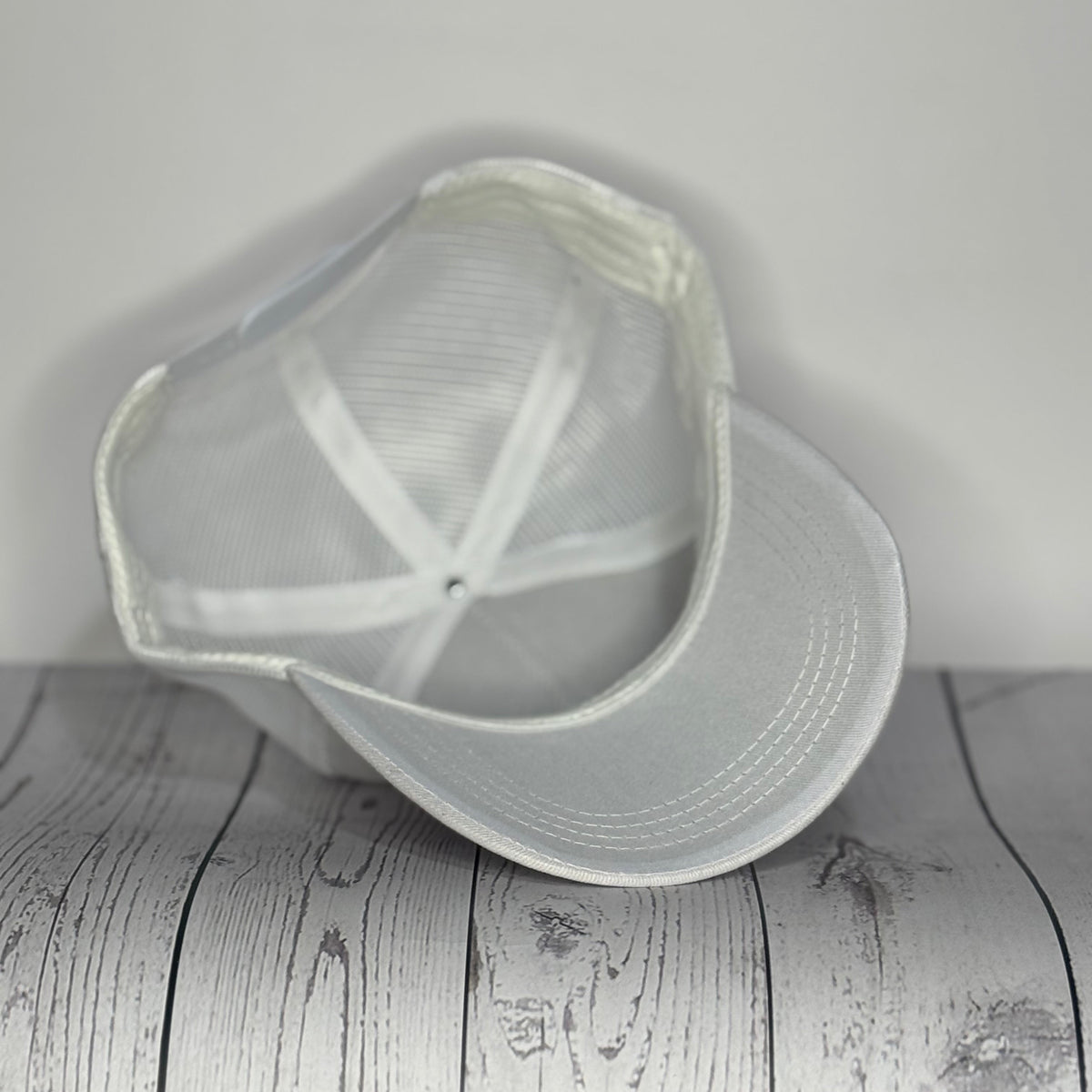 Smiley Face Trucker Hat - Full White Mesh Back