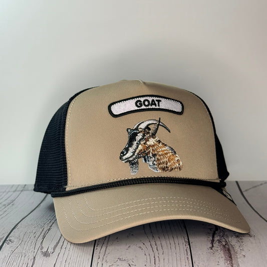 Goorin Bros “GOAT” Trucker Hat – Tan/Black – Adjustable Snapback