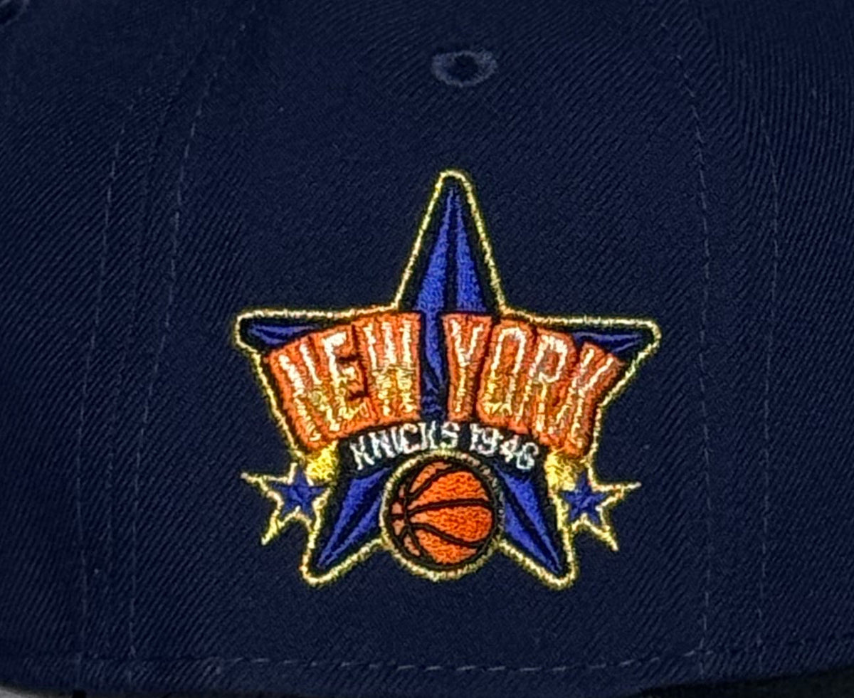 New Era 59FIFTY New York Knicks EST Hat Club Light Blue UV Fitted Hat – Navy/Black