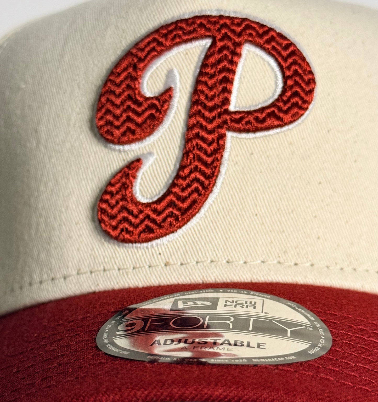 New Era 9FORTY A-Frame Sugar & Spice Philadelphia Phillies 1980 World Series Snapback Hat – Tan/Cardinal