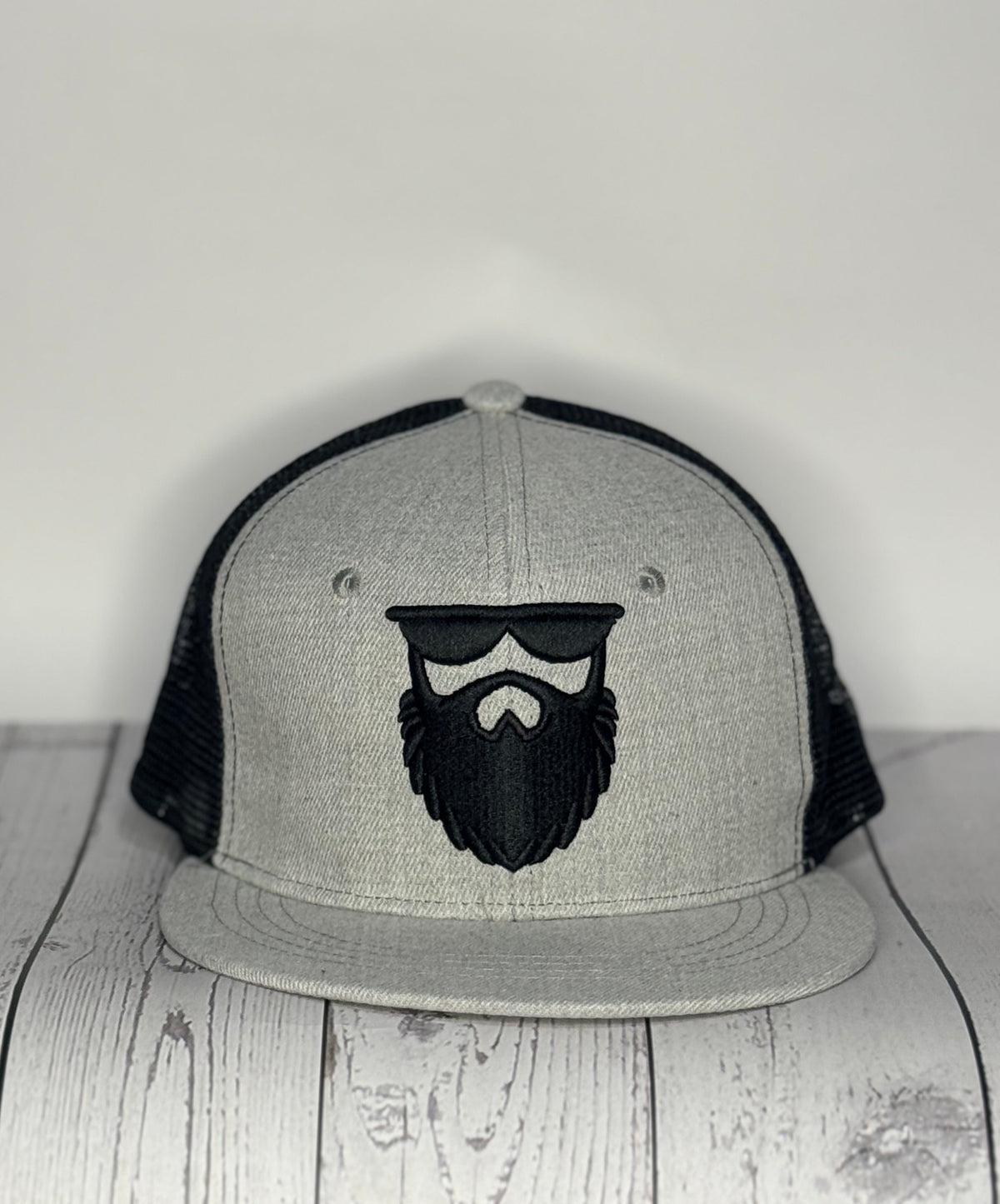 Bearded Men Design Trucker Hat - Grey & Black