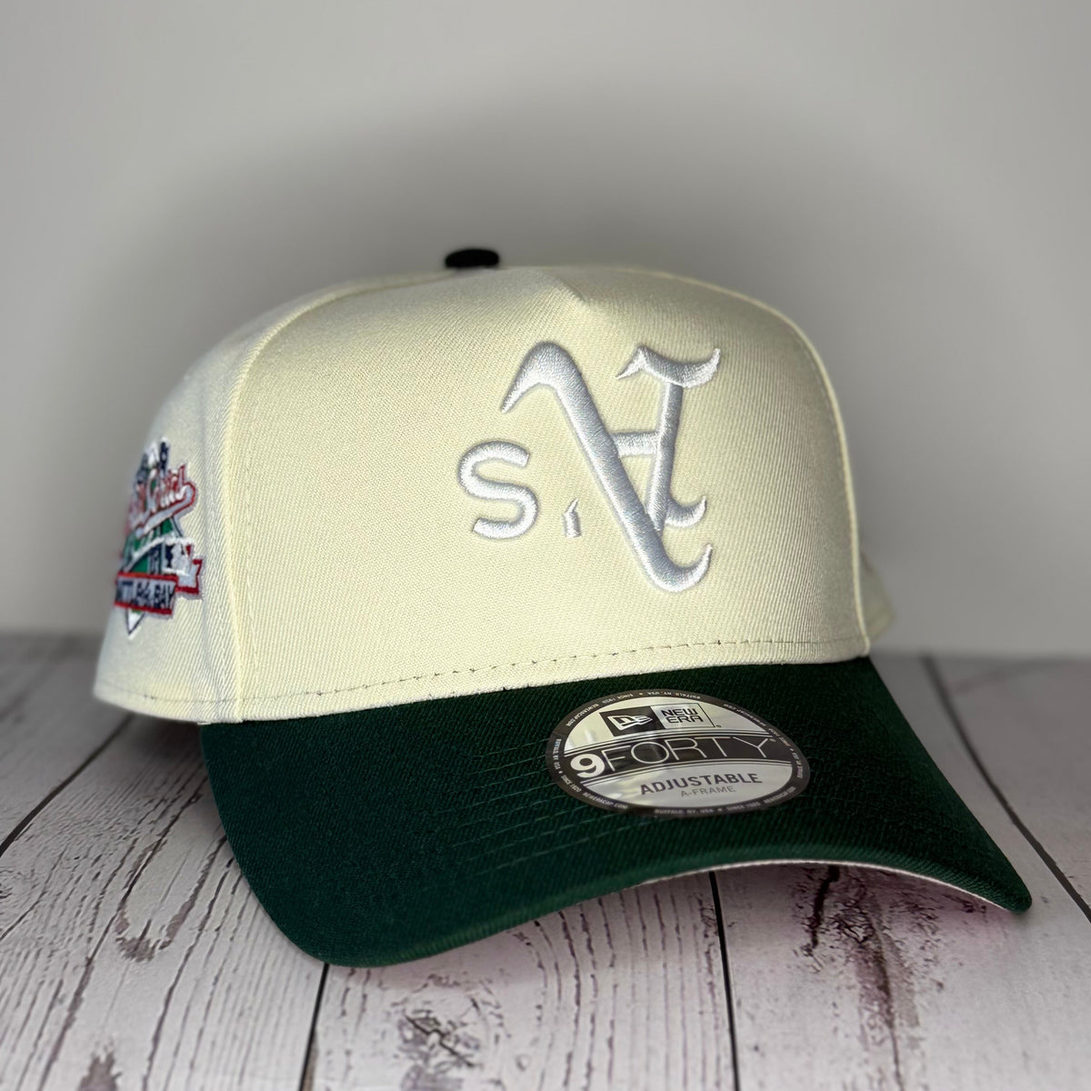 New Era 9FORTY A-Frame Oakland Athletics Battle of the Bay Upside Down Pink UV Snapback Hat – White/Green