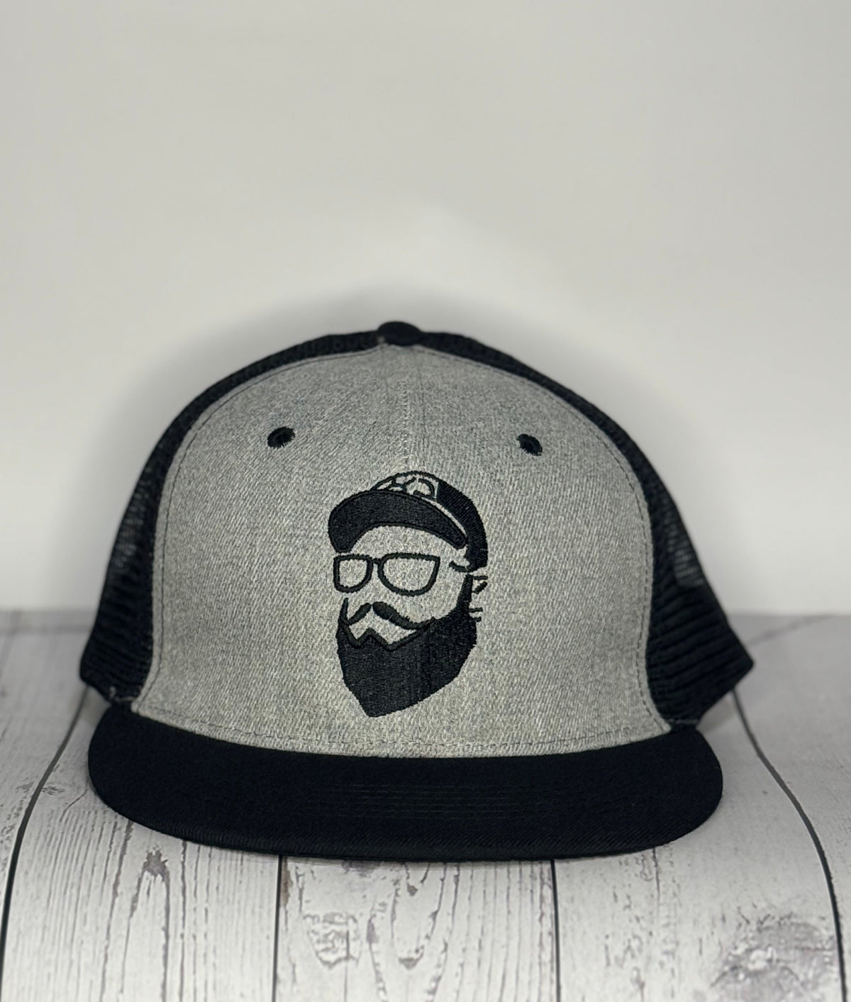 Bearded Style Trucker Hat - Gray & Black Snapback