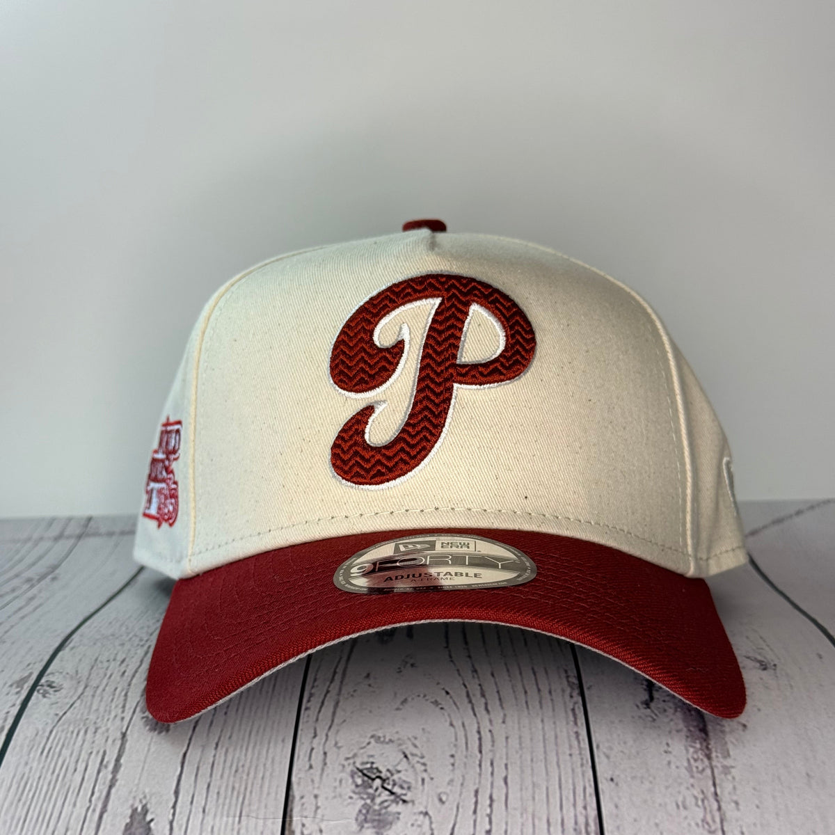 New Era 9FORTY A-Frame Sugar & Spice Philadelphia Phillies 1980 World Series Snapback Hat – Tan/Cardinal