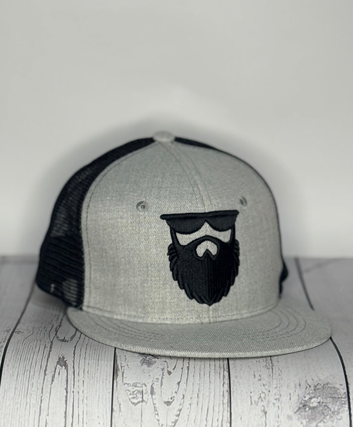 Bearded Men Design Trucker Hat - Grey & Black