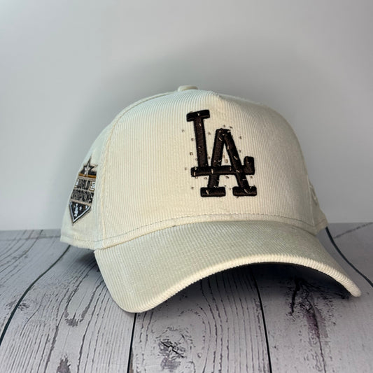 New Era 9FORTY A-Frame Sugar & Spice Los Angeles Dodgers 2020 World Series Champions Corduroy Snapback Hat – White /Brown