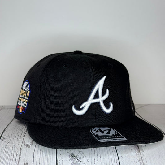 '47 Brand Black Dome Sureshot Captain Atlanta Braves Snapback Hat - Black