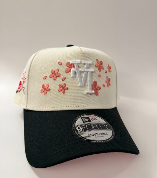New Era 9FORTY A-Frame Los Angeles Dodgers Tree Patch Upside Down Blossom Pink UV Snapback Hat – White/Black