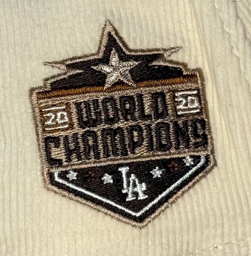 New Era 9FORTY A-Frame Sugar & Spice Los Angeles Dodgers 2020 World Series Champions Corduroy Snapback Hat – White /Brown
