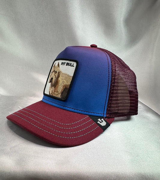 Pit Bull Patch Trucker Snapback Hat – Burgundy Mesh Cap - ExclusiveCrowns